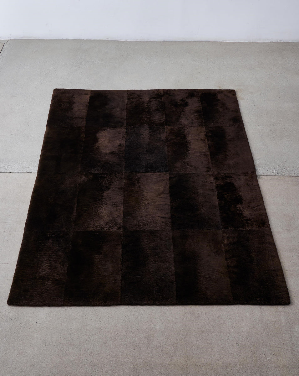 Chesterfield Shearling Rug in Espresso w/straight edge (1 of 1) PURE RUGS
