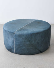 Heather Blue Cowhide Ottoman (1 of 1)
