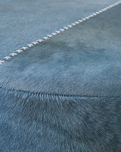 Heather Blue Cowhide Ottoman (1 of 1)